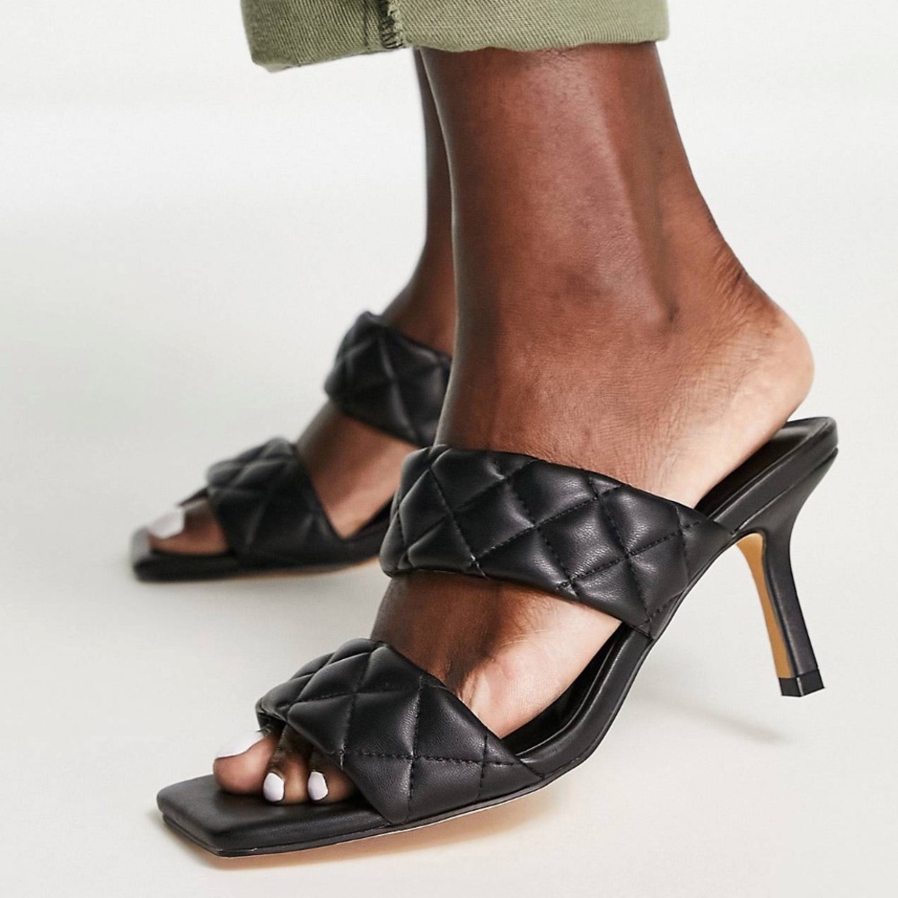 Office Heeled Mules in Black